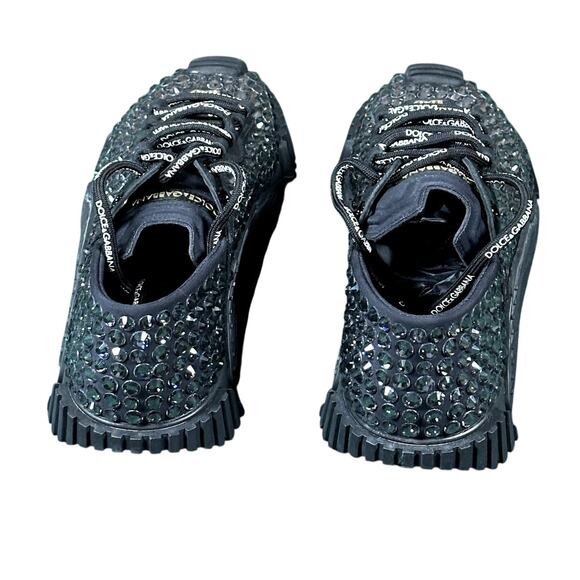Dolce & Gabbana NS1 Rhinestone Sneakers Black Crystal NIB Size 40.5 - Picture 4 of 6